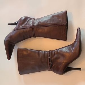 9 west mid thigh leather boots size 6